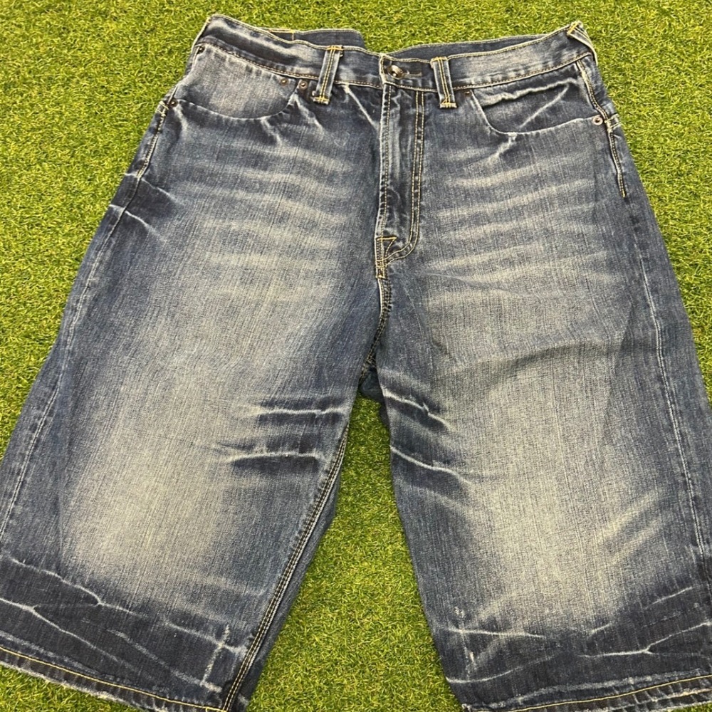 Ed Hardy Christian Audigier Mens Baggy Denim Shorts Blue Wash Y2K Jorts 34